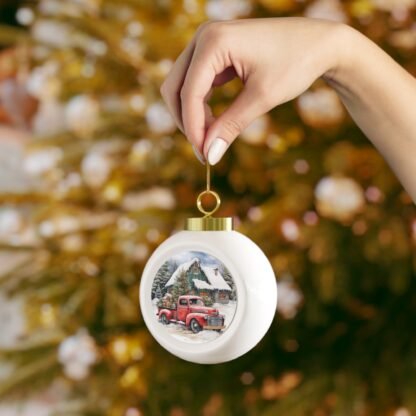 Rustic Truck and Barn Christmas Ball Ornament - Image 4