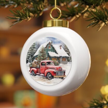 Rustic Truck and Barn Christmas Ball Ornament - Image 3