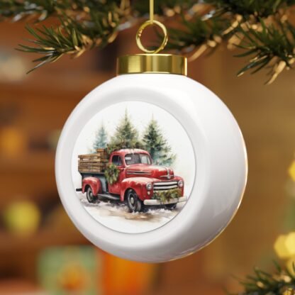 Rustic Farm Truck Christmas Ball Ornament - Image 3